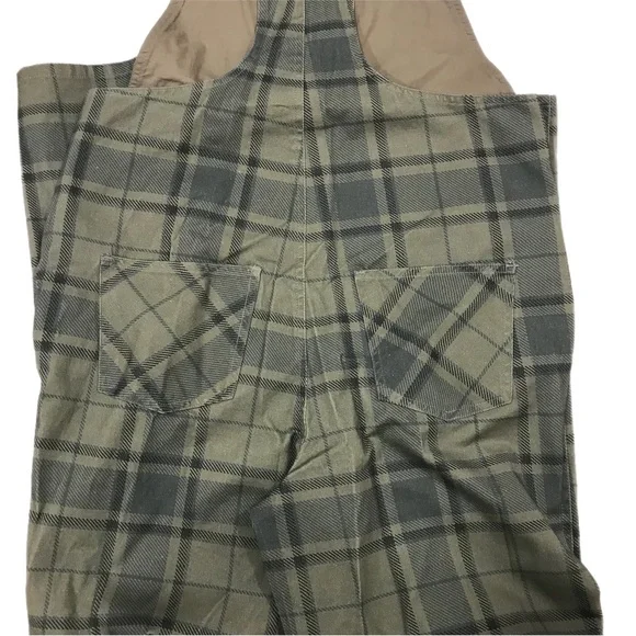 WeWoreWhat Olive Green Black Plaid Basic Overalls - Picture 5 of 10